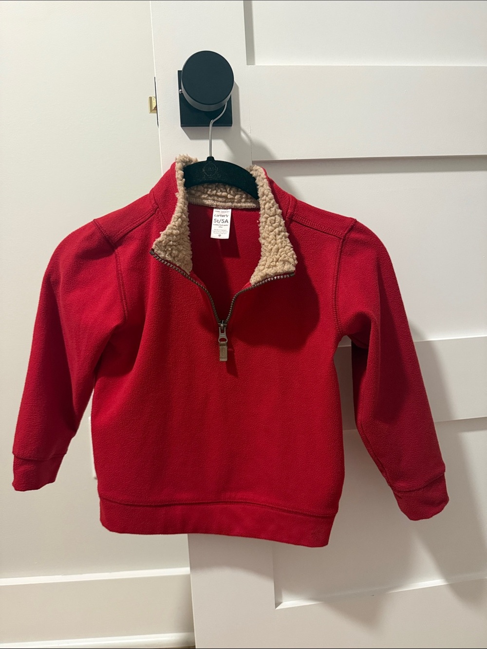 Carter's Red Half-Zip Sherpa Collar Pullover